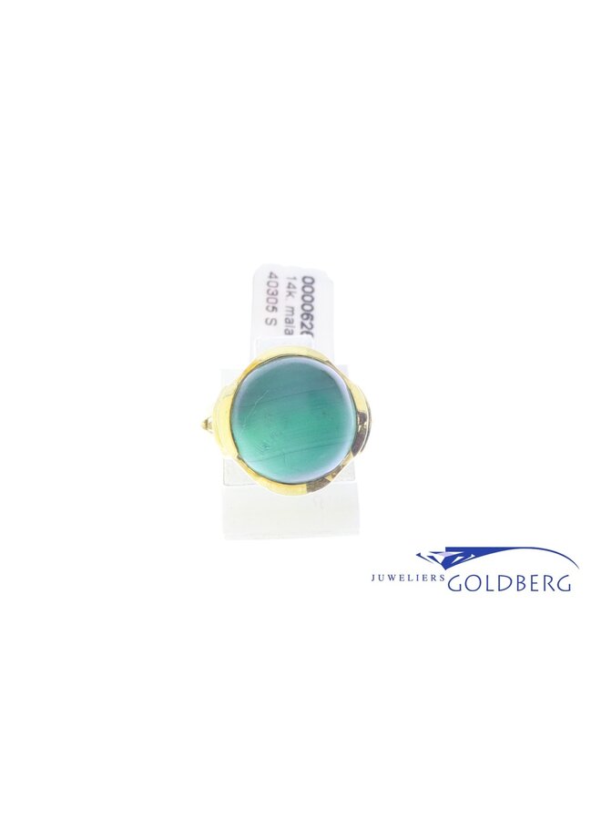 14k gold vintage ring gold malachite