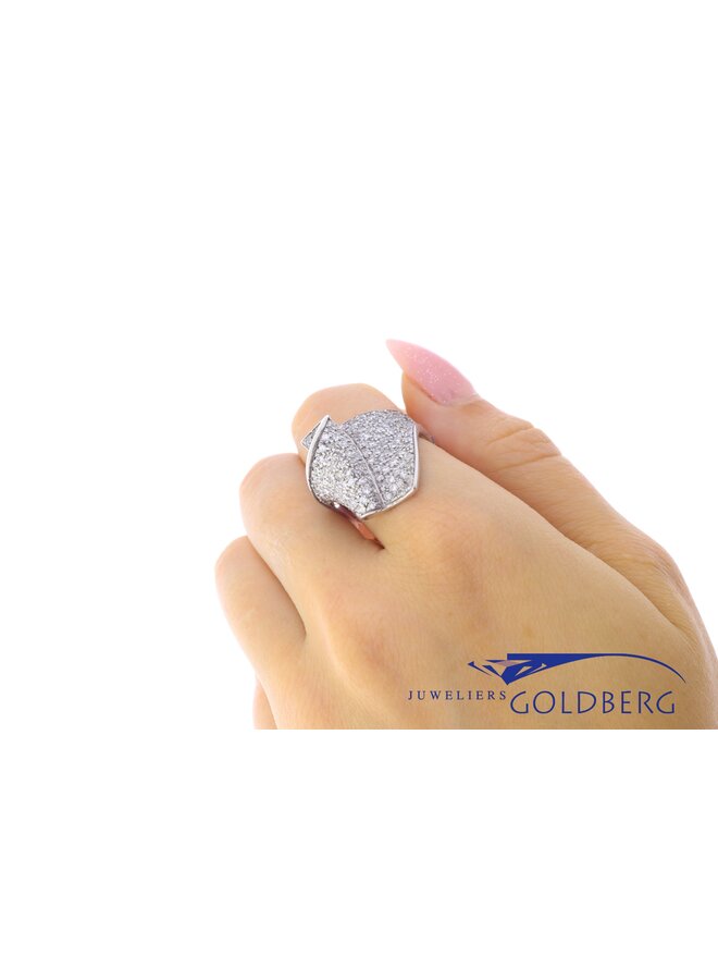 Large 14k white gold ring full of zirconia