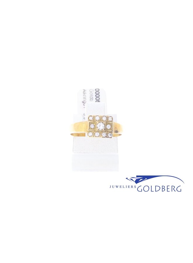 14k gouden Goldberg design ring met 0.14ct briljant