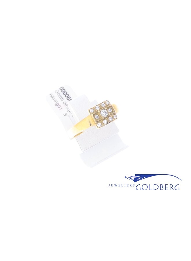 14k gouden Goldberg design ring met 0.14ct briljant