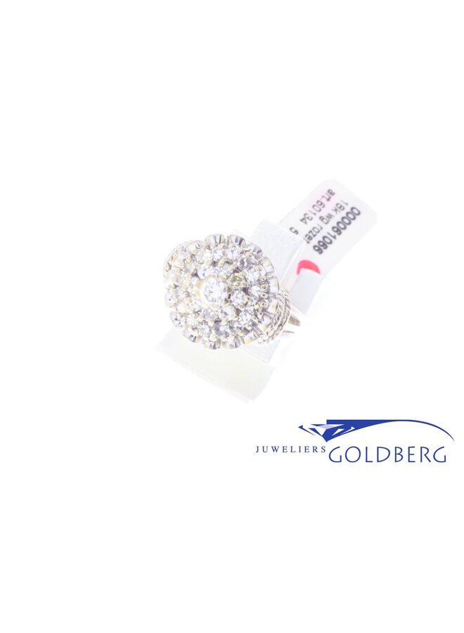 white gold vintage 18k rosette ring with diamonds