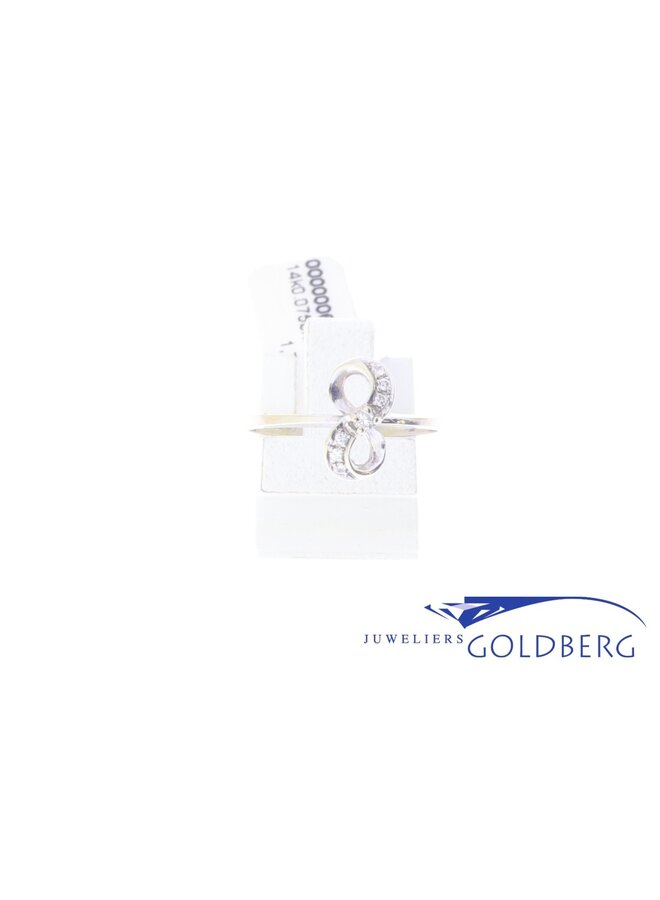 14k witgouden vintage ring met diamantjes