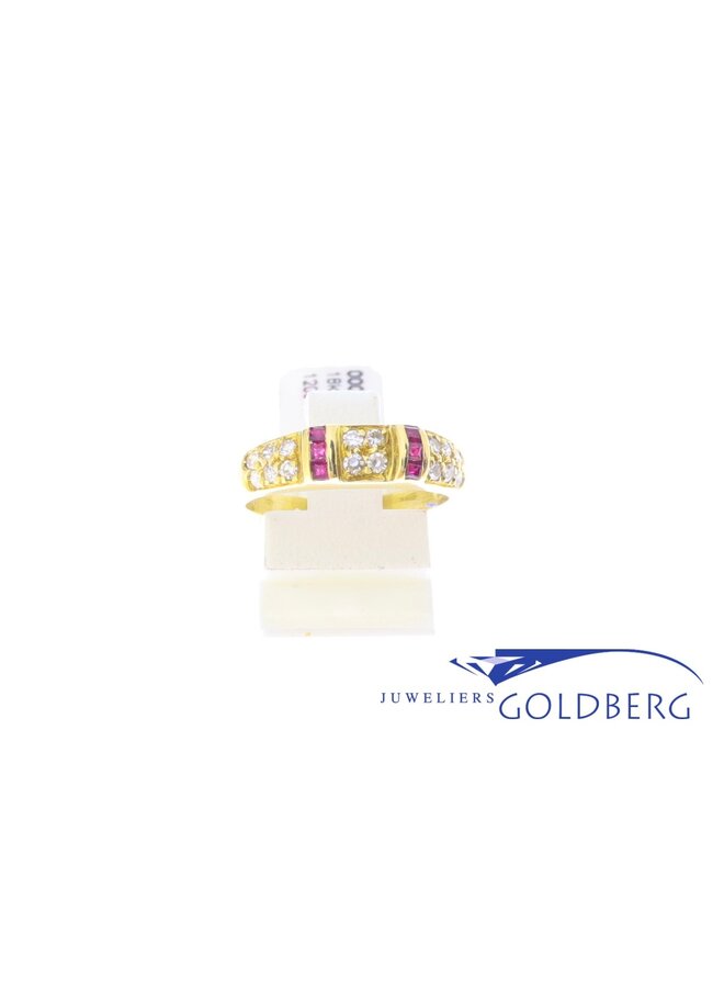 18k gold ring with ruby ​​and diamond