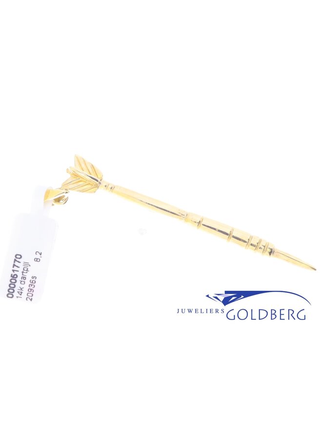 Vintage 14 carat gold dart pendant 60mm by 8mm