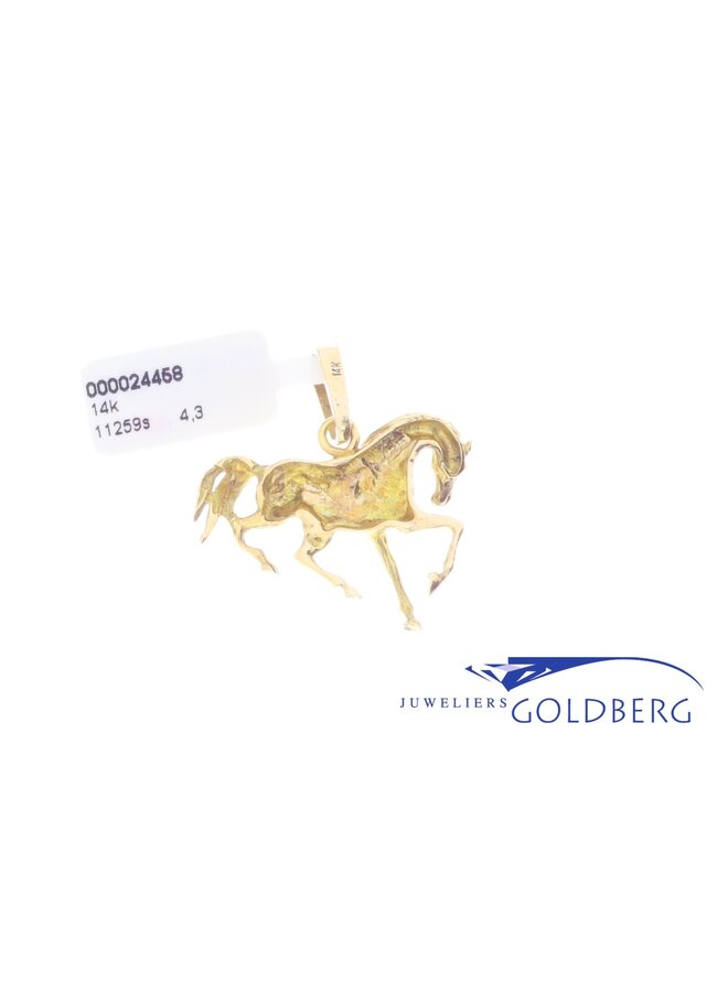 14k gouden vintage paarden hanger