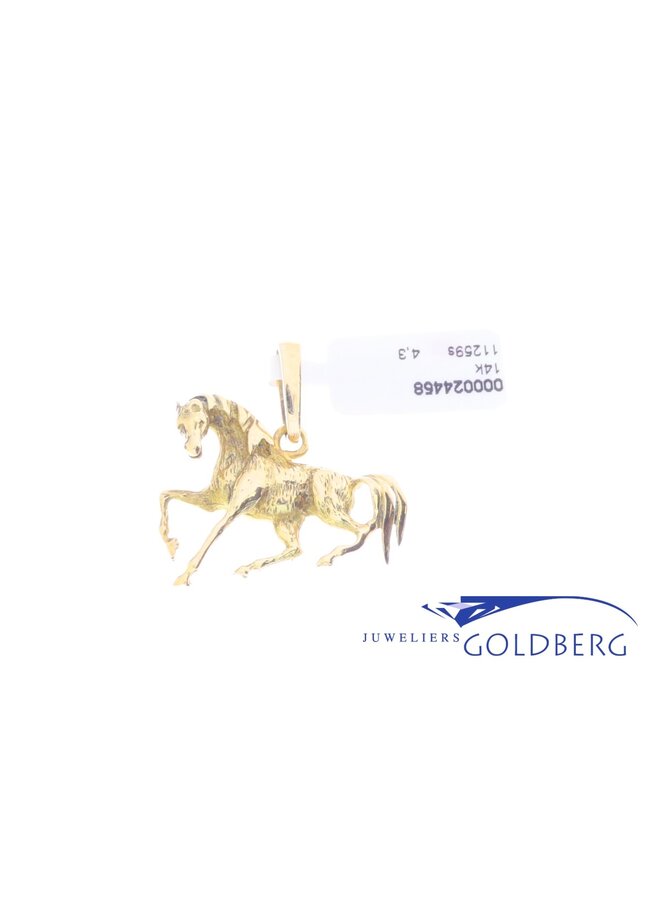 14k gouden vintage paarden hanger