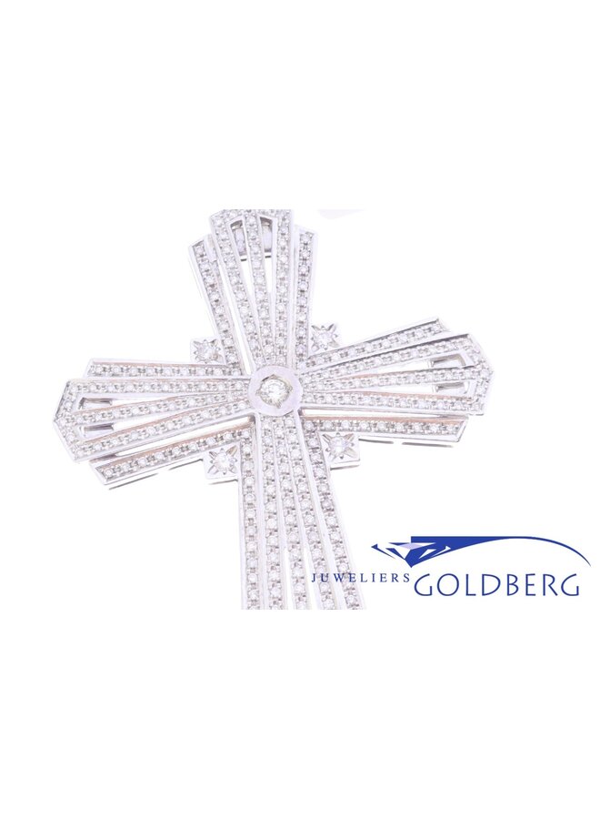 18k white gold cross with diamonds