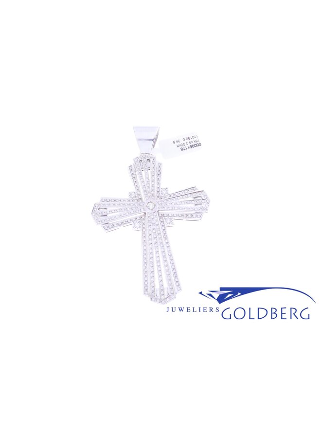 18k white gold cross with diamonds