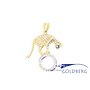 18k bicolor gouden panter hanger met ca. 0.92ct briljant en saffier