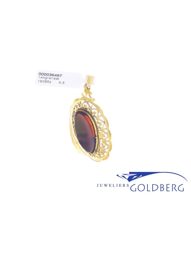 vintage 14k gold pendant with garnet 1953-1966 Vught (The Netherlands)