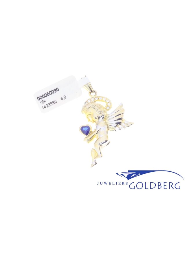 18 kt Angel with heart pendant gold
