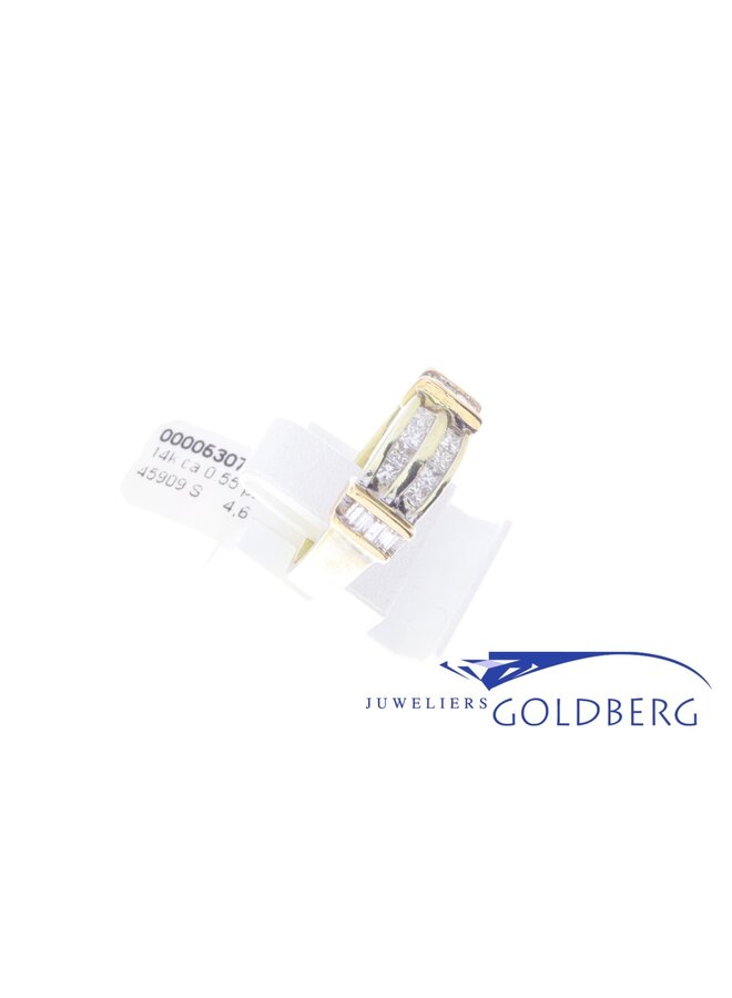 14k gouden bicolor vintage ring met diamanten (ca. 0.55ct)