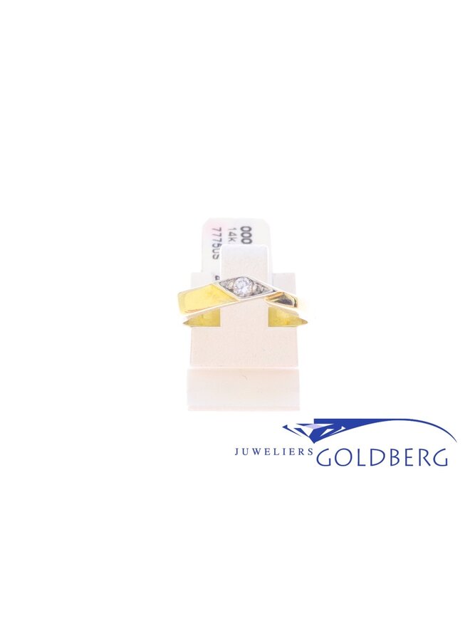 14k gouden vintage ring met diamant (ca. 0.06ct)