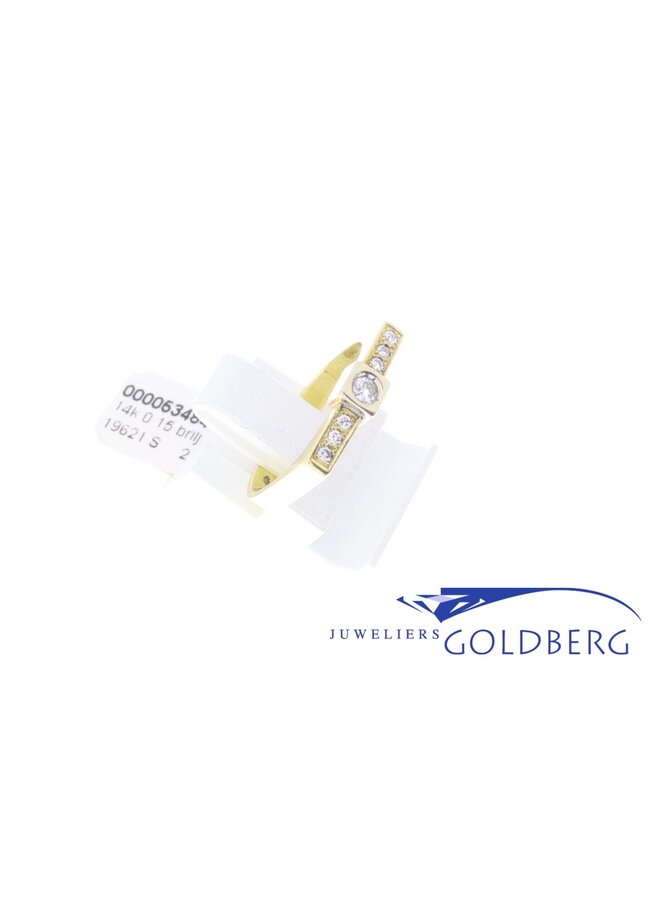 14k gouden vintage ring met diamant (ca. 0.15ct)