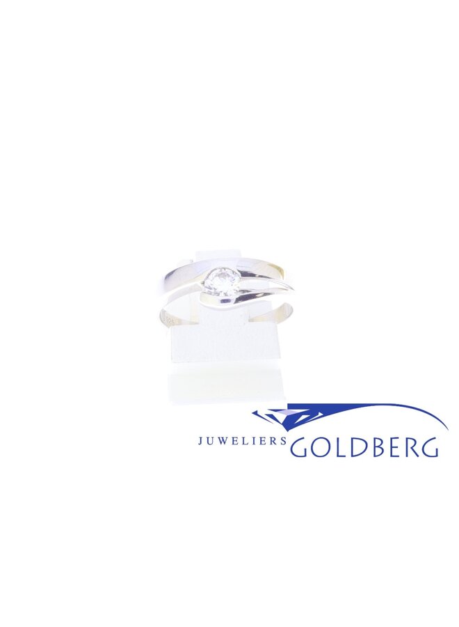 Zilveren fantasie solitair ring met zirconia