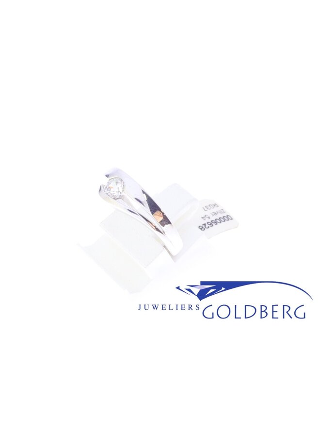 Zilveren fantasie solitair ring met zirconia