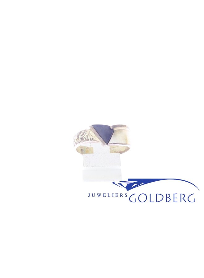 Robuuste vintage zilveren unisex Lapponia ring met hematiet