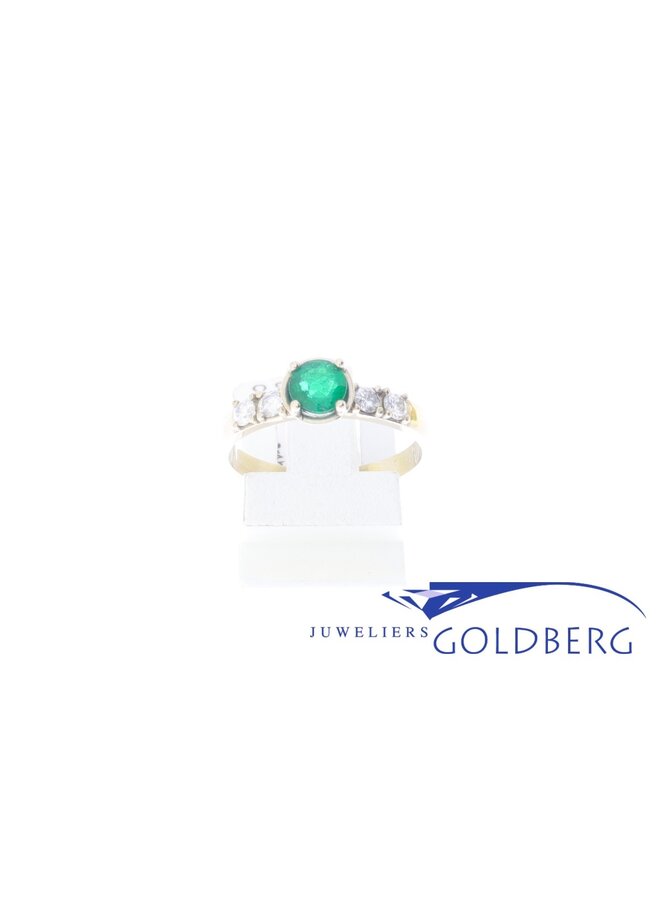 14k white gold "cup ring" with 1x 0.35ct AA emerald & 4x 0.03ct diamond from our workshop