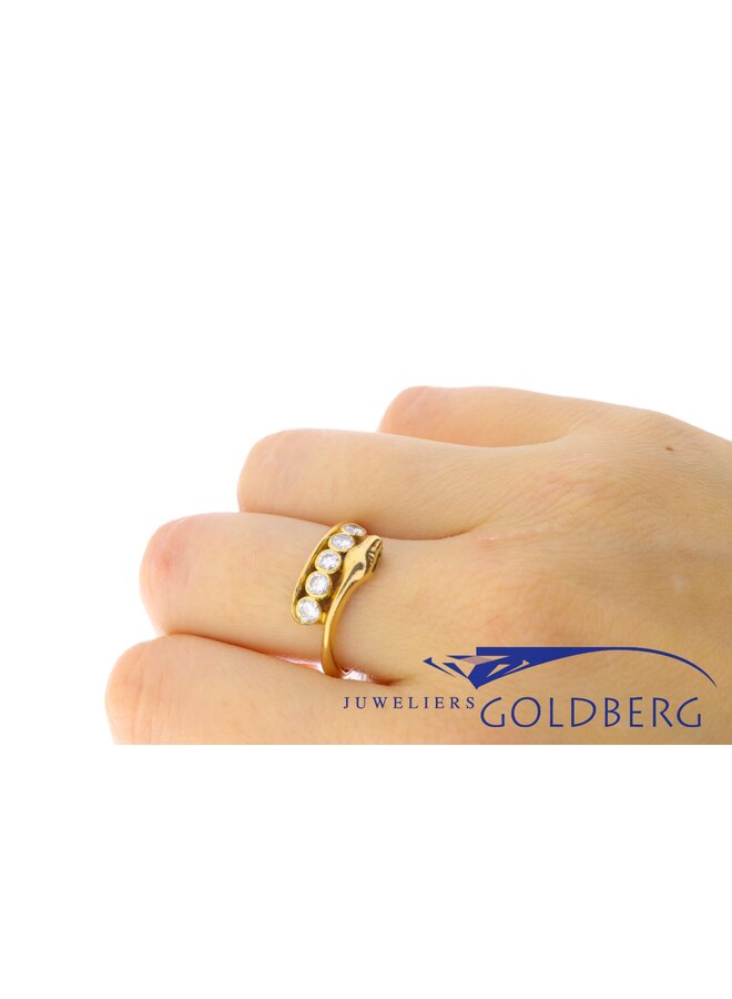 18k gold vintage snake ring with 5x diamond