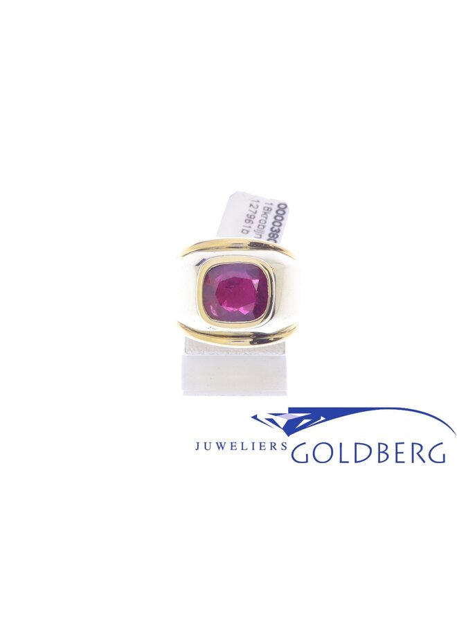 18k bicolor vintage ring robijn