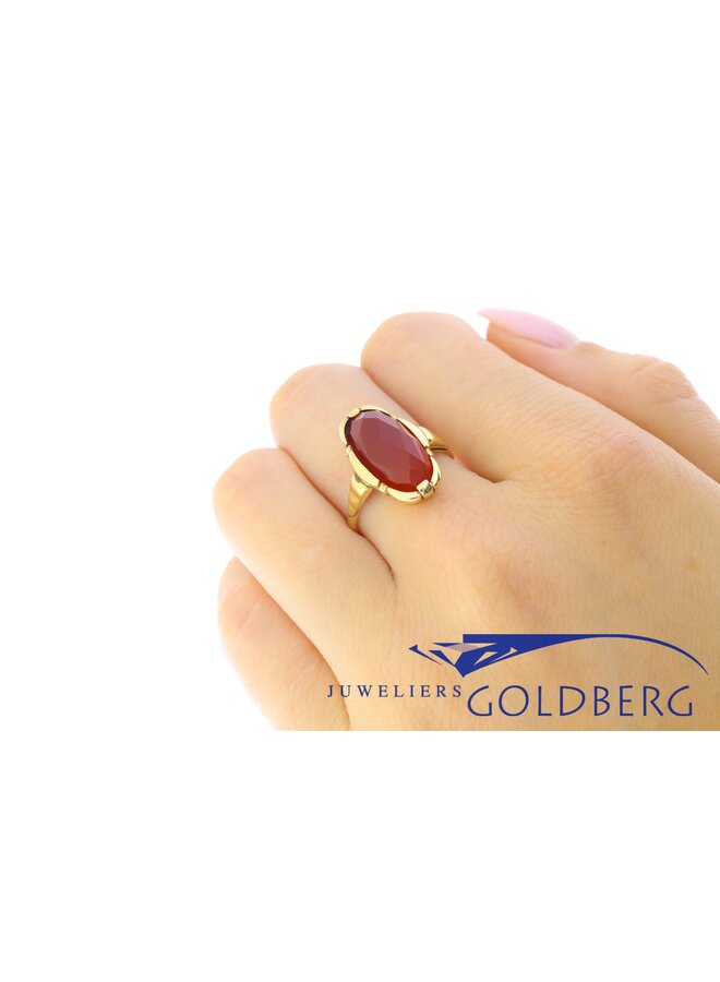 14k gouden vintage ring carneool
