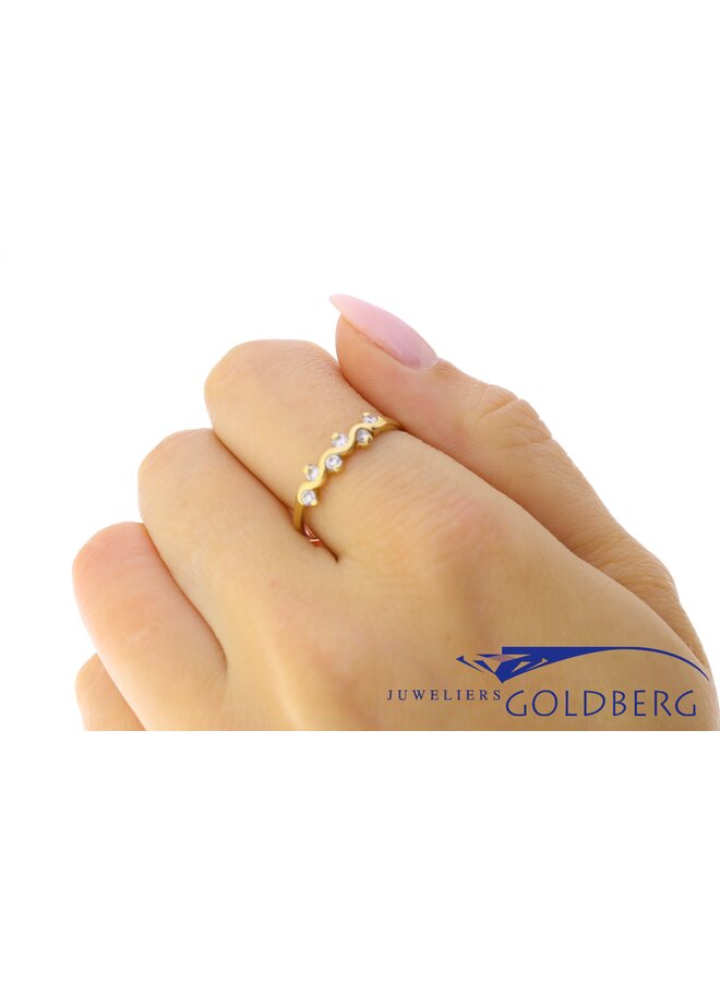 vintage 14k gold ring wavy model with zirconia