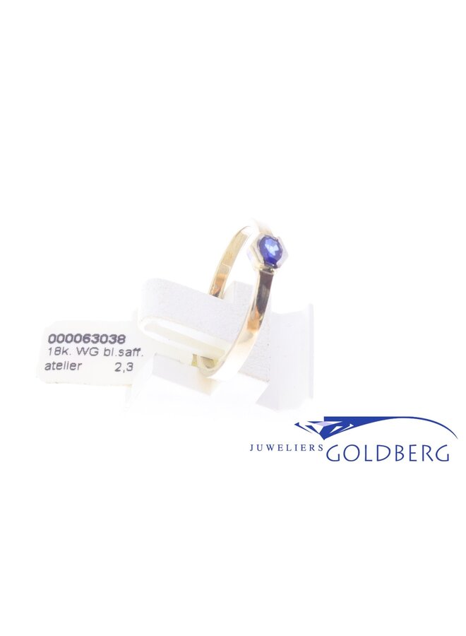 18k gouden  ring blauwe saffier