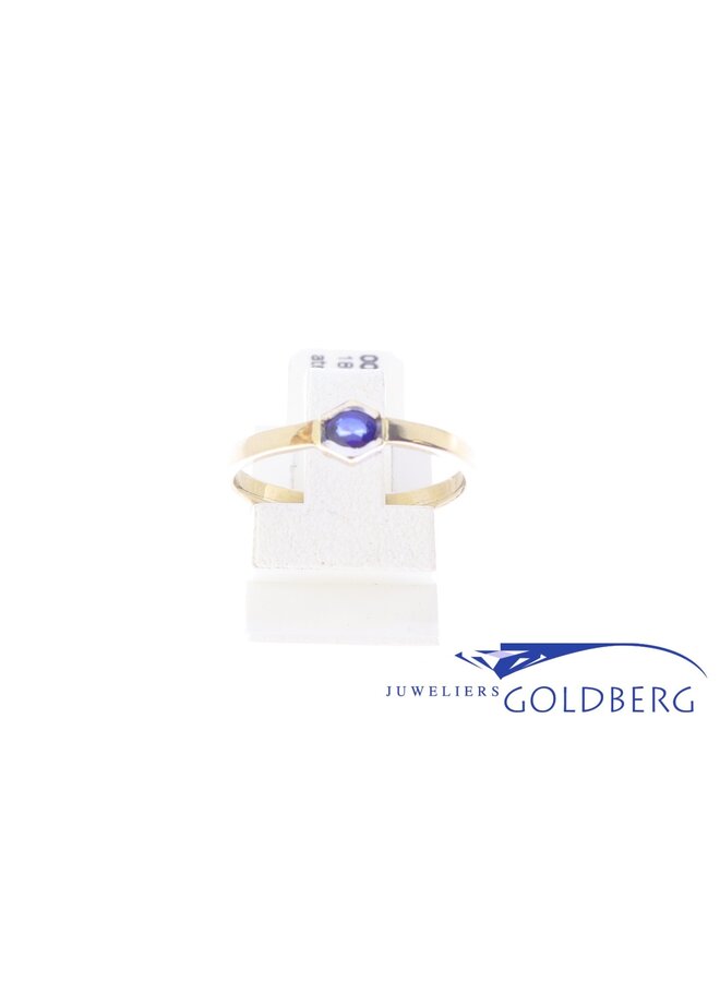 18k gouden  ring blauwe saffier