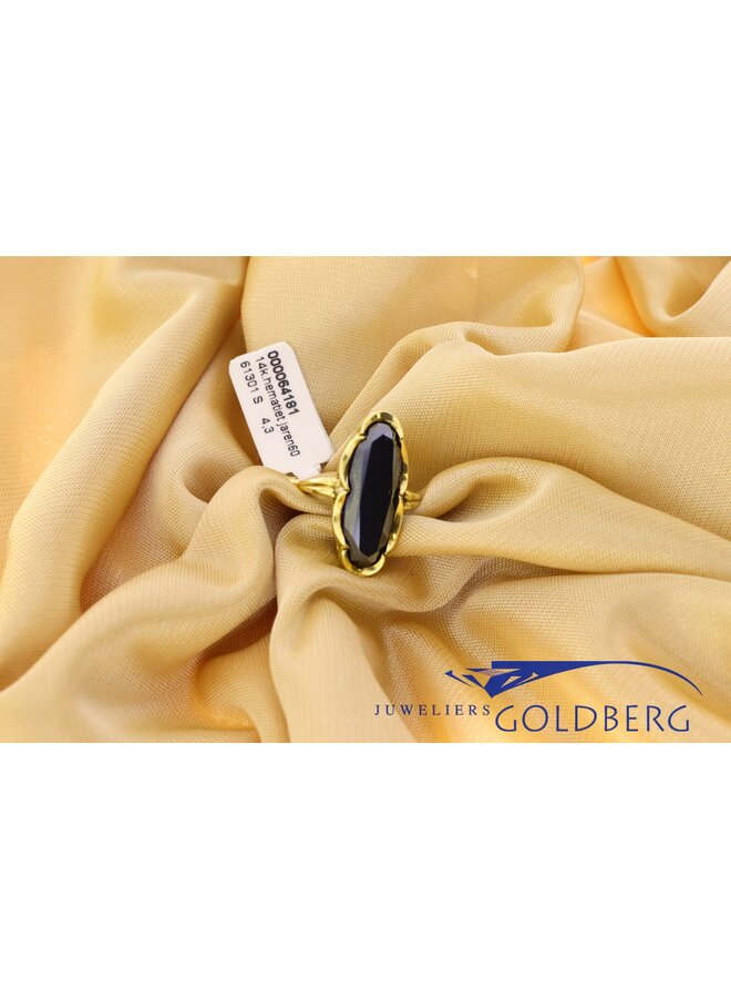 14k gold vintage ring gray hematite