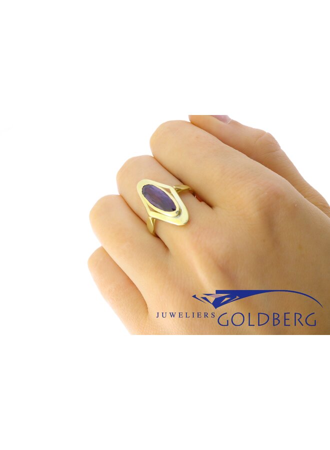 14k gouden ring met ghaniet uit eigen atelier