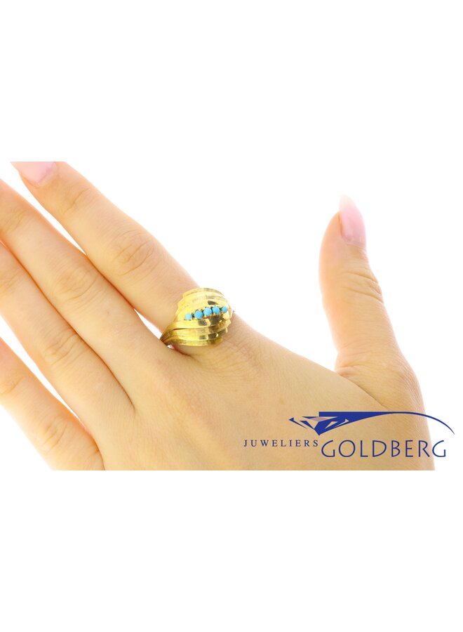 18k gouden vintage ring met turkoois