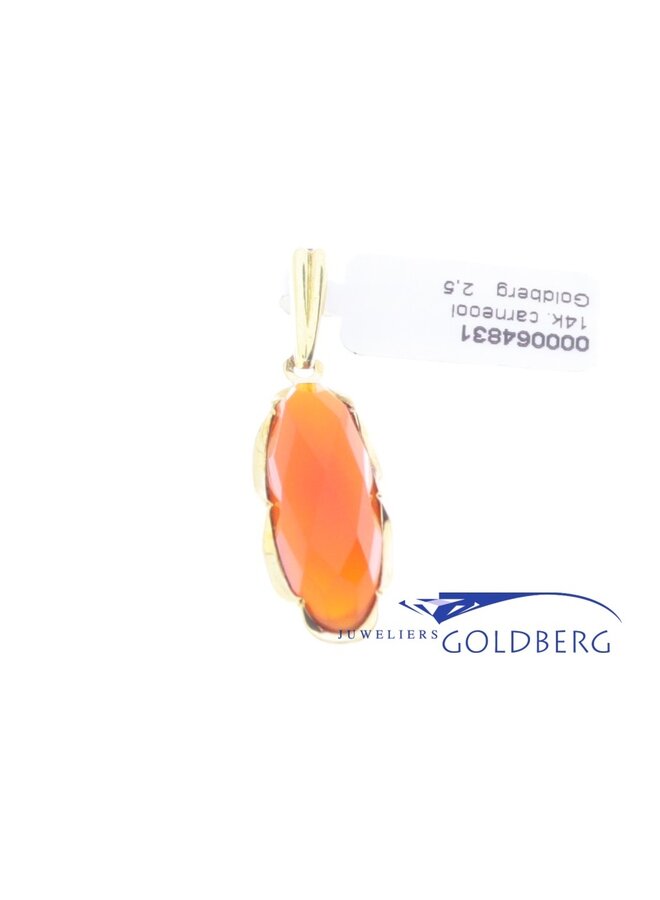 14k gold pendant with carnelian from our own studio