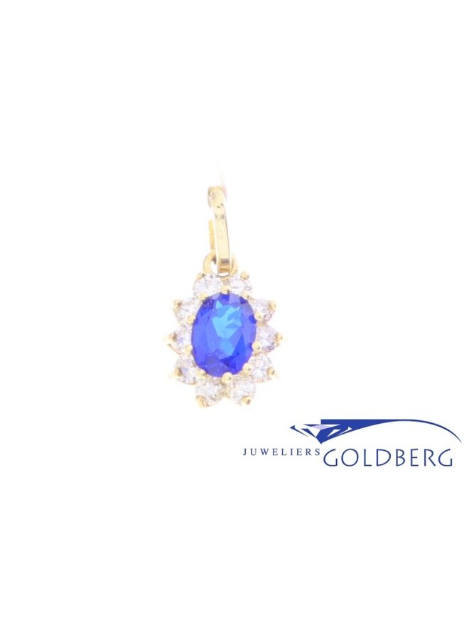 14k gold vintage pendant with spinel and diamond