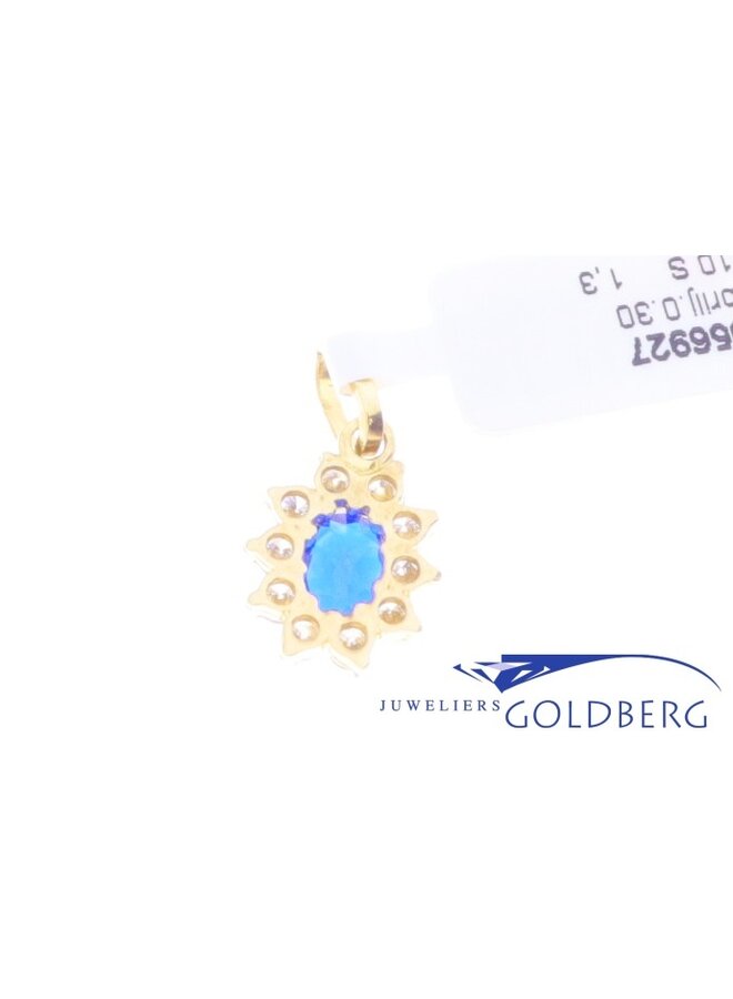 14k gold vintage pendant with spinel and diamond