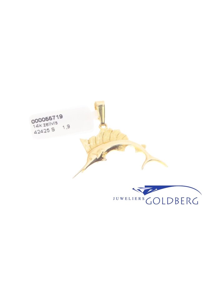 14k gold vintage marlin pendant