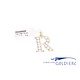 14k golden vintage  letter R cubic zirconias