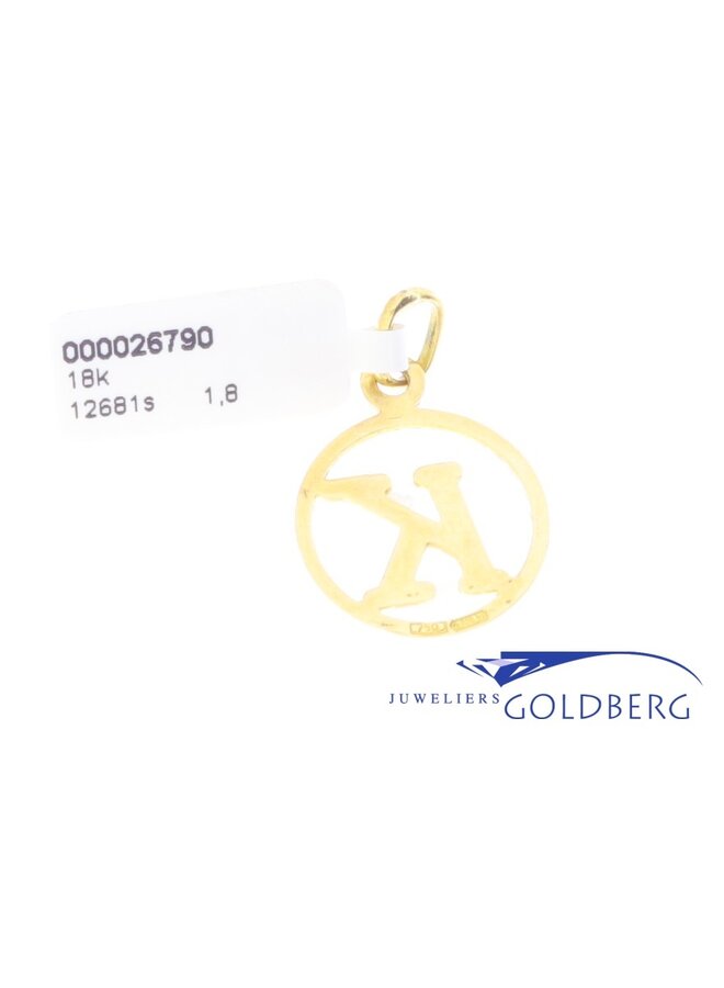 18k gold vintage K letter pendant