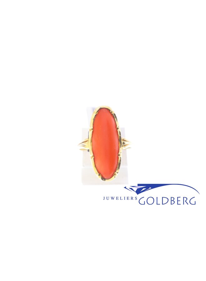 14k gold vintage ring red coral