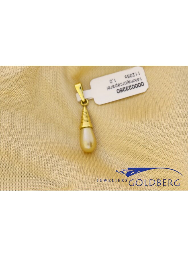 14k gouden vintage Majorica parel hanger