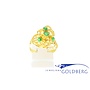 18k filigree ring with green enamel balls.