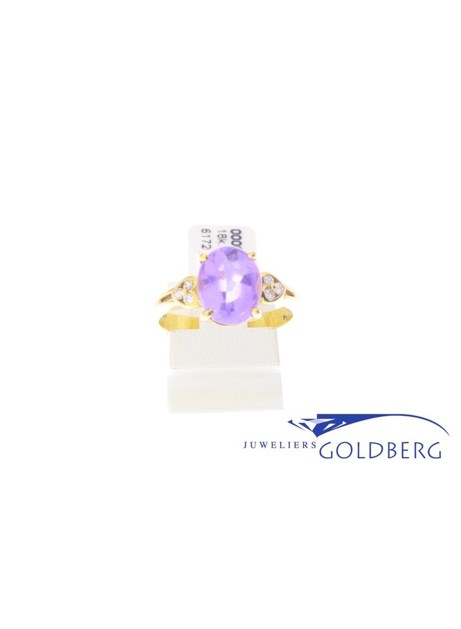 18k gold vintage ring with amethyst & diamond (approx. 0.09)