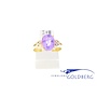 18k gouden vintage ring met amethist & diamant (ca. 0.09)