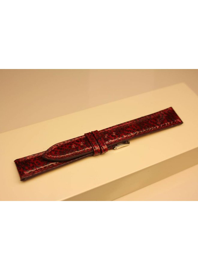 Handmade watch band catfish leather red 18mm