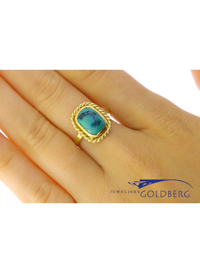 14k gold ring with chrysoprase from our own studio