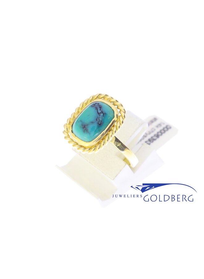 14k gold ring with chrysoprase from our own studio
