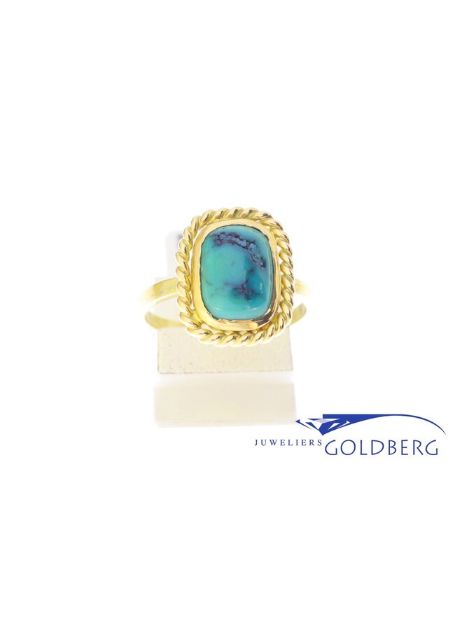 14k gold ring with chrysoprase from our own studio