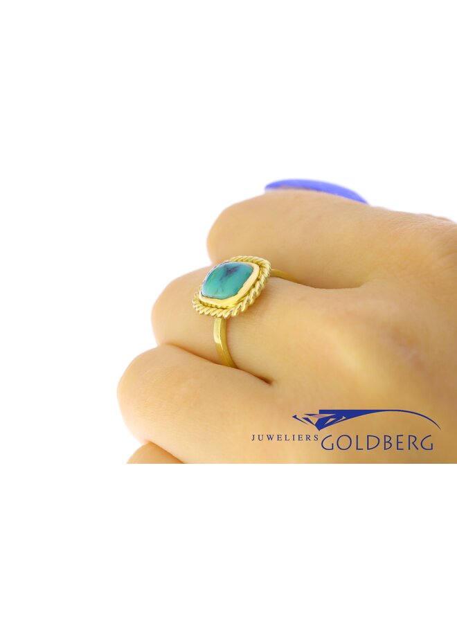 14k gold ring with chrysoprase from our own studio