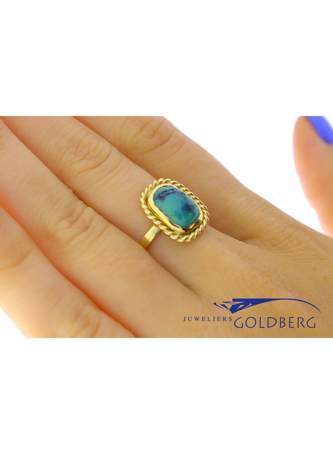 14k gold ring with chrysoprase from our own studio