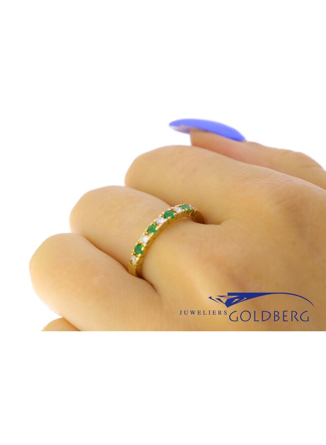 14k gouden ring met smaragd & diamant (eigen atelier)