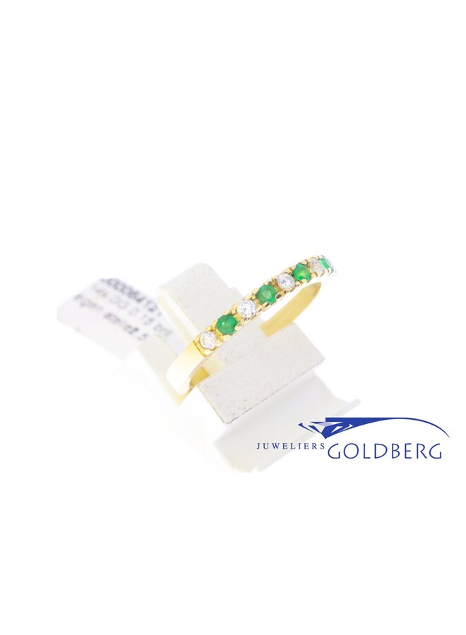 14k gouden ring met smaragd & diamant (eigen atelier)